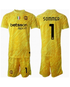 Billige Fotballdrakt Inter Milan Yann Sommer #1 Keeper Replika Bortedraktsett Barn 2024-25 Kortermet (med bukser)